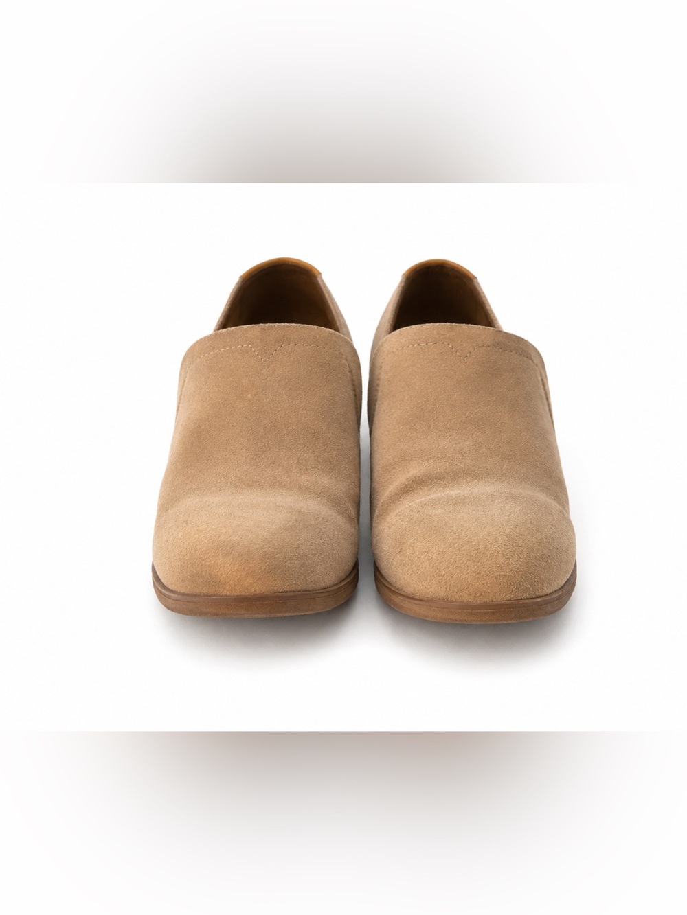 TOMS Women’s Size 9 Taupe Suede Slip-On Ankle Booties Low Block Heel